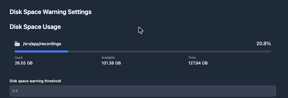 Disk space usage